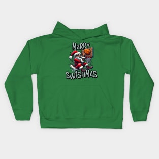 Merry Swishmas - Basketball Santa Kids Hoodie